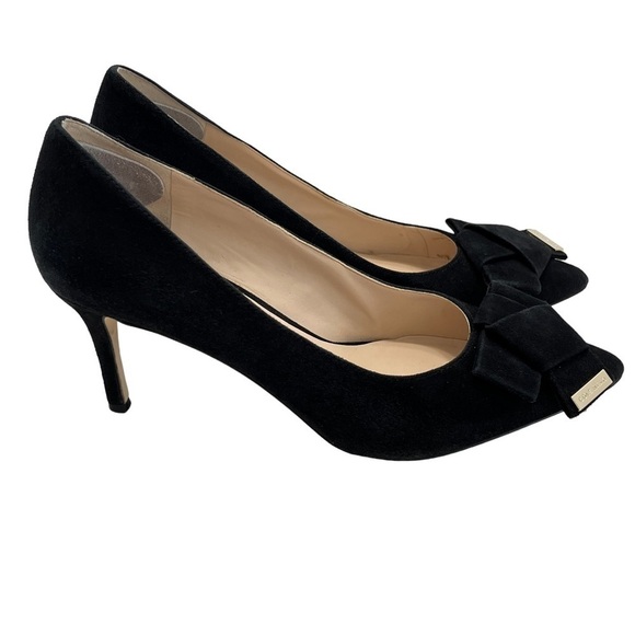 Cole Haan Ophelia Suede Pointed Toe Black 3” Heels with Bow Size 6.5 B - Picture 3 of 13
